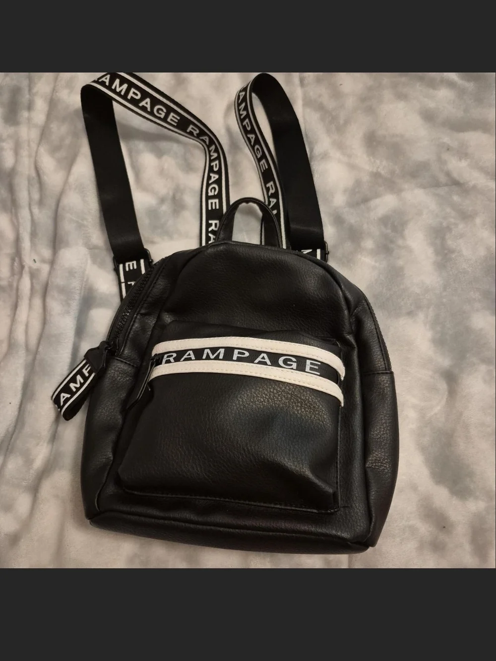 Rampage Black Mini Backpack with White Logo Accent